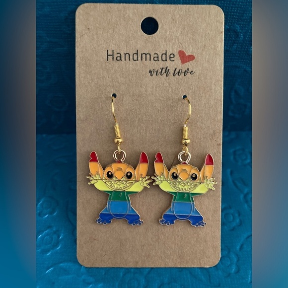 Handmade Jewelry - Handmade Stitch rainbow earrings